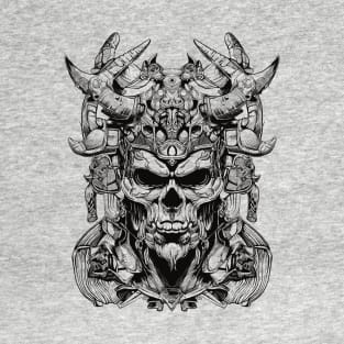 Line Art Skull Head Warrior - Light Version T-Shirt